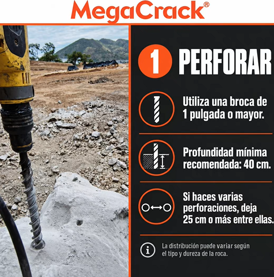 Perforación de una roca con equipo de obra